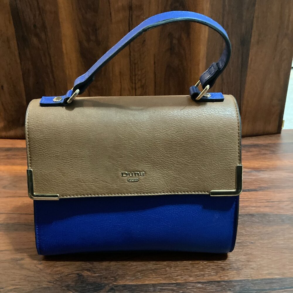 Dune London Satchel Women Bag Blue Brown Structured Top Handle